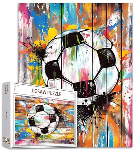 Tucocoo Graffiti-Fußball-Puzzle, 1000 Teile, Puzzles für Erwachsene, Sportbälle, Straßenbanksy-Kunst-Puzzles für anspruchsvolle Familienaktivitäten, buntes DIY-Puzzle für Heimdekoration, Geschenke
