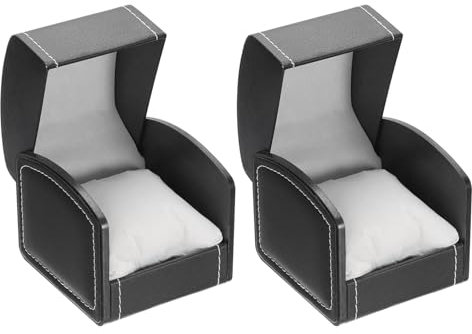 QUARKZMAN 2 Stück Uhrenbox Einzel PU Leder Uhr Reisekoffer Schmuck Aufbewahrungskoffer Organizer mit abnehmbarem Kissen, Bogenförmig Uhrenkasten Armband Halter für Herren Damen (Schwarz)