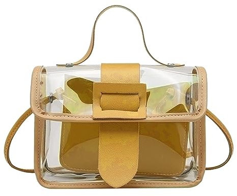 Taschen Organisator Shopper Durchsichtige Umhängetasche, Handtasche, Stadion-zugelassene Konzerttasche aus veganem für Frauen und Teenager-Mädchen Aigner Taschen Damen Blau (Yellow, One Size)
