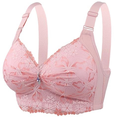 Generico Reggiseno Sport Reggiseno Invisibile Imbottito Bikini da a Vita Alta a Vita Bassa da Traspirante Reggiseno Senza Ferretto Imbottito Coppe Reggiseno (Pink, 44)