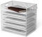 JOPOO 5 Tier Letter Filing Tray, A4 Paper Storage Organiser, Mesh Desk Magazine File Racks for Home Office Supplies, White