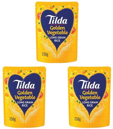Tilda Microwave Golden Vegetable Long Grain Rice 250g (Pack of 3)