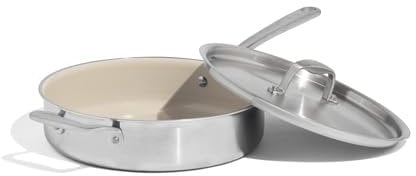 Made In Cookware - 3.5 QT CeramiClad Non Stick Saute Pan with Lid - 5-Ply Stainless Clad with Stay-Cool Handle - Professional Cookware - Crafted in Italy - Induction Compatible