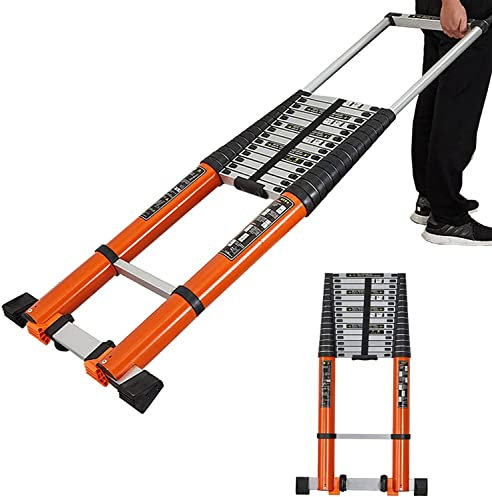 Telescoping Extension Ladder 30 Foot with Stabilizer Heavy Duty Roof Top Tent Ladder Replacement for Home Attic Extendable No Hooks 7.8M / 25.5 Ft