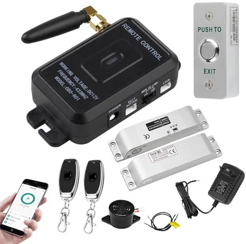 ReaIOKbii Tuya WiFi Access Control Home Security Kit, 433 MHz Wireless Door Opener, Smartphone App Remote Release, Mingdian plug-in lock（Small lock）