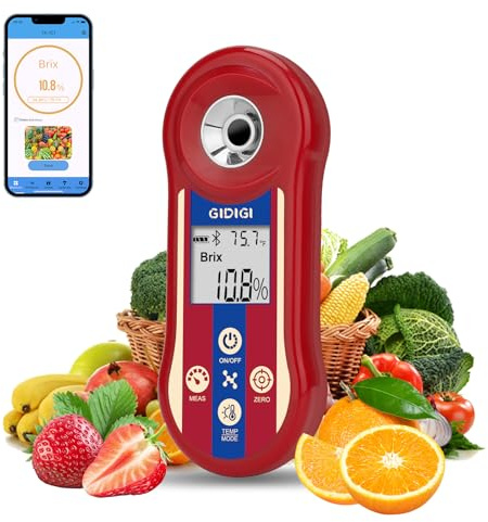Brix - Refractómetro digital y comprobador de salinidad, medidor inteligente de azúcar Brix, refractómetro de sal para agua salada con ATC, rango de medición Brix 0,0-60% para frutas, vino y cerveza