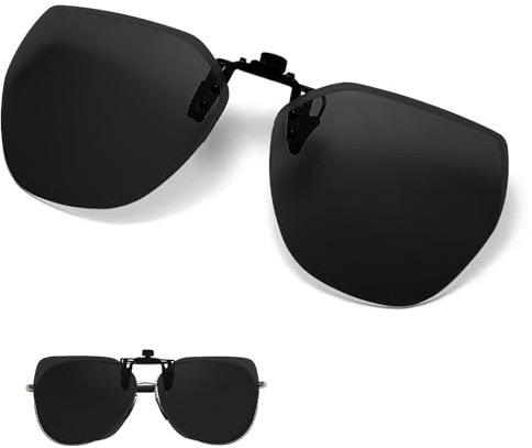 Polarisiert Sonnenbrillen Aufsatz Brille, Clip-on Sonnenbrille Aufsatz für Brillenträger Blendfreie Nachtsichtbrille zum Hochklappen Ultraleicht Goggles UV400 Schutz Brille für Autofahrer Herren Damen
