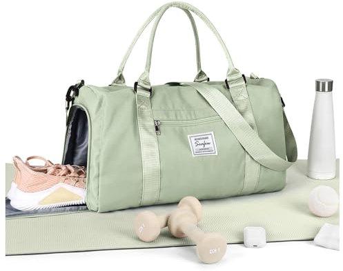 HYC00 Sport Duffel Bag Damen Handgepäck Sporttasche für Damen Herren mit Nassfach & Schuhfach, Reisetasche Damen Weekender Gym Travel Duffel Bags Schwimmtasche Yoga Bag Trainingstasche,Grasgrün