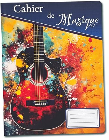 Générique Cahier de Musique – 50 Pages – Portées & Pages de Notes – Format 17x22 cm – Couverture Couleur Personnalisable – Idéal Élèves, Cours et Apprentissage (Guitare)