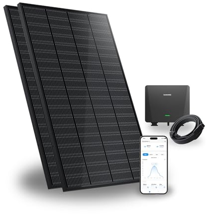 SUNSHARE Ray 400W Balkonkraftwerk ohne Halterung – Flexibles DIY Solaranlage Komplettset – 800W Wechselrichter + 2x 200W Solarpanel – Plug & Play – Balkonkraftwerk Steckdose – inkl. Kabel