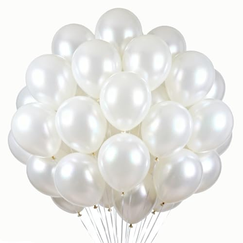Luftballon Girlande Perlen Weiß, 60 Stück 12 Zoll Perlenweiß luftballons, Weiß Girlande Luftballons Geburtstag Set, Perlen Weisse Latex Ballons Set für Geburtstag Hochzeit Festival Deko