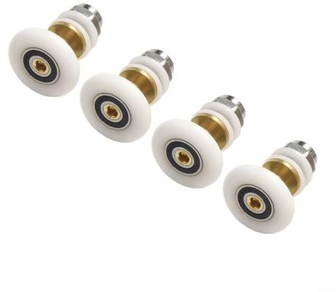 Verstellbare Glastürrollen für Duschtüren, Nylon-Rollen für Duschtüren, leises Gleiten, Ersatzräder, 4er-Set, kompatibel mit den meisten Duschabtrennungen und Badezimmern (27 mm)