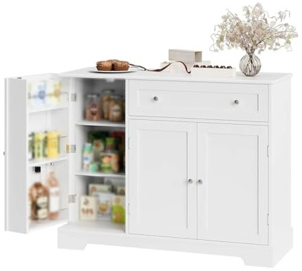 RUNZE765Z living room table Modern Sideboard Buffet, Bar Kitchen Storage Cabinet with Drawer and Adjustable Shelf, Accent with Doors, for Living Room, Bedroom, Office and Entryway outdoor side table