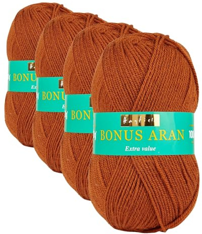 Sirdar Hayfield Bonus Aran Yarn, Hazelnut (567), 100g (Pack of 4)