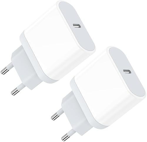 Chargeur USB C, 2 Pack 25W Prise USB C Rapide Secteur Mural Alimentation Adaptateur pour iPhone 17 16 15 14 13 12 11 Pro Max XR XS Tablette