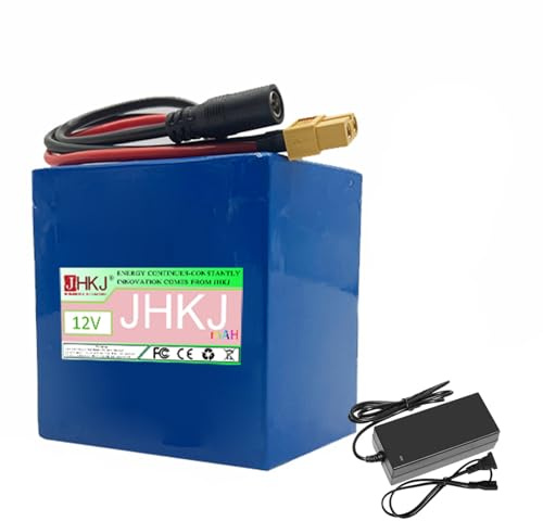 JHKJ 12V 12Ah 18Ah 24Ah 30Ah 42Ah 54Ah 66Ah Lithium Battery Pack Deep Cycle Rechargeable Battery for Trolling Motor Inverter Bait Boat Fishing Light Speaker,12V,18Ah