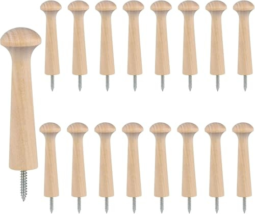16 Pieces Wooden Shaker Peg Screw-on Shaker Pegs 2.9 Inch Solid Unfinished Wood Shaker Racks for Hanging Coat Hat Bags and More DIY Paint Color