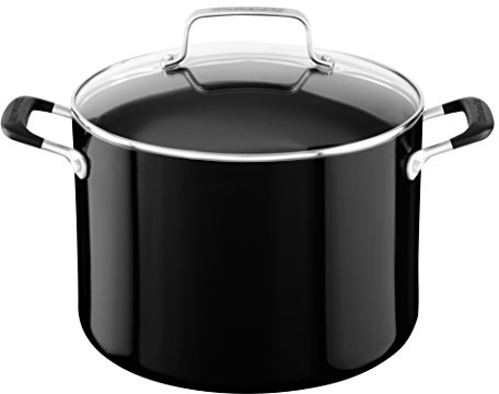 KitchenAid KC2A80SCOB Aluminum Nonstick 8.0-Quart Stockpot with Lid-Onyx Black