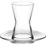 24 Teilig Teegläser Set aus hochwertigem Glas Tee mit Untertasse Hohe Qualität DERIN Orientalisch arabisch Teestube Cafe Bar Club Cay Seti Bardak Bardagi 12 Teegläser + 12 Untertassen