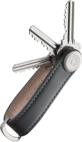Orbitkey, Premium-Leder-Schlüsselanhänger 2.0 Charcoal with Grey Stitching