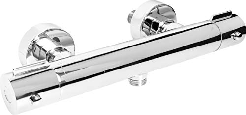 CON:P Brause-Thermostatarmatur - Hochwertiger Messingkörper - verchromt - 1/2 Zoll Brauseabgang - Cool-Touch-Oberfläche / Duscharmatur zur Aufputz-Montage / Brausethermostat / SA336