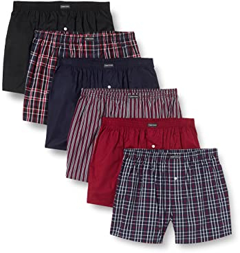 Lower East Le150 Boxershorts Homme, 6er Set, American, Bleu Marine/Noir/Bordeaux, 4XL