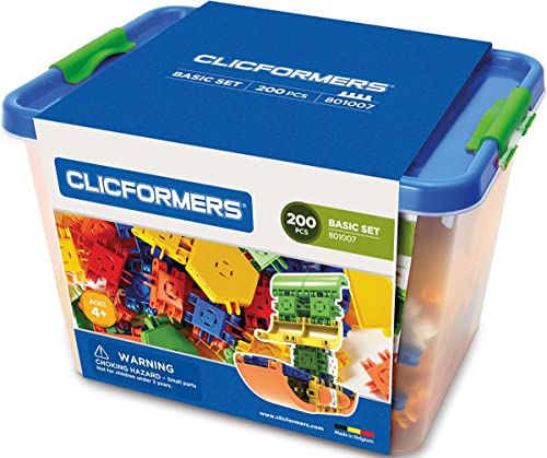 Clicformers Bausteine für Kinder ab 3 Jahre, kreatives Lernspielzeug im 200 teiligen Basisset, Steckspiel für Jungen und Mädchen, pädagogisches Montessori Bauspielzeug, STEM-Spielzeug,