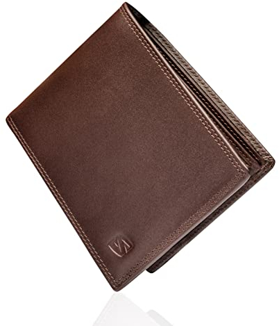 SERASAR | Leder Geldbeutel Männer mit RFID Schutz | Braunes Nappaleder | 12 Kartenfächer | Exklusive Geschenkschachtel | Tolle Geschenkidee | Leather Wallet for Men | Männer-Geldbörse