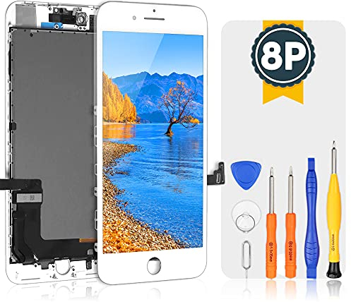 Bokman LCD Pantalla para iPhone 8 Plus, Táctil LCD Reemplazo con Herramientas de Reparación(Blanco)