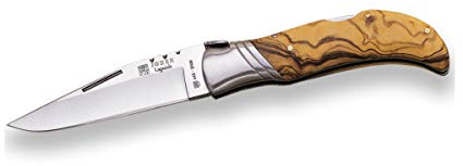 Joker Jagdtaschenmesser laguiole NO10, mit Olivenholzgriff, Klinge Stahl 440 9.5 cm, Edelstahlzwinge, Angelgerät, Jagd, Camping und Wandern