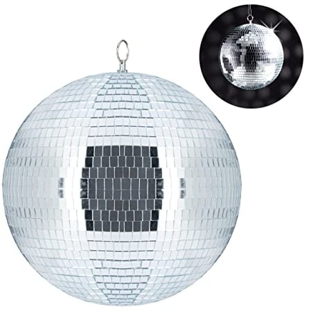 Relaxdays Discokugel, zum Aufhängen, für Decke, große Spiegelkugel, Party Deko, Mottoparty, Diskokugel Ø 30 cm, Silber 10027841
