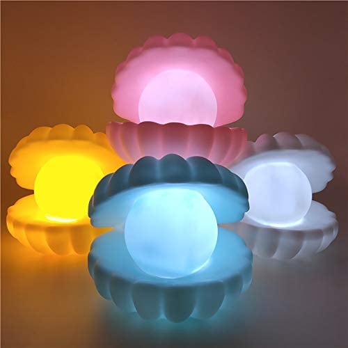 MODOAO Perlen-Nachtlicht Nachttischlampe Schlafzimmerlicht Muschel Nebel Nachtlichter Luftschlangen Meerjungfrau Fee Nachtlampe für Weihnachten Geschenk Dekoration (4 Stück)
