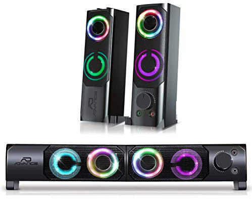 Advance –2IN1 SOUNDPHONIC 2.0 – Enceintes OU Barre DE Son A Vous DE Choisir ! - RGB Rainbow– Jack 3.5 mm Audio et Micro - 6W