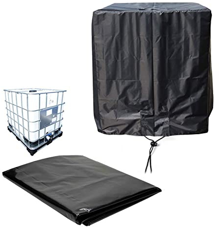 FONDUO Cubierta para depósito IBC, tapa de depósito de agua Oxford 210D para contenedor IBC 1000L, impermeable, protección solar con cuerda cortavientos