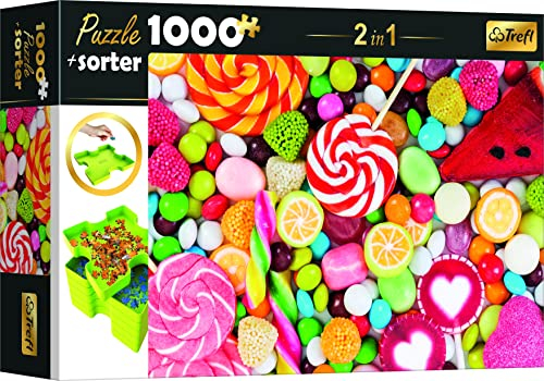 Trefl 10662 Puzzle 1000 Teile, Sorter 6 Schalen, Ordnen, Sortieren, Transportieren und Aufbewahren, Kreative Unterhaltung, Für Erwachsene und Kinder ab 12 Jahren Set 2in1, Süßigkeiten