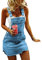 Loalirando Salopette Donna Estiva Denim Tuta Jumpsuit Elegante Senza Maniche Pantaloncini/Gonna con Tasche Jeans Casual Slilm Fit S-XXL (Gonna&Blu, S)