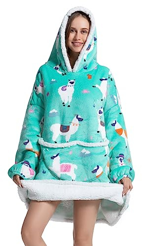 Ksnnrsng Übergroße Hoodie Decke Sweatshirt, Oversized Pullover für Damen Herren Mädchen Teenager Tragbare Decken Kapuzenpullover Super Weich Warme Bequeme (Alpaka-Erwachsene)