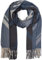 styleBREAKER Damen Web Schal mit Geometrischem Muster und Fransen, warme Winter Stola mehrfarbig 01017150, Farbe:Dunkelblau-Grau