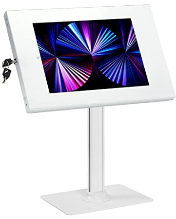 Allcam IPA2622DE Anti-theft Desk Stand w/Weighted Base and Steel Security Enclosure compatible with 10.9 11 iPad Air/Pro in White