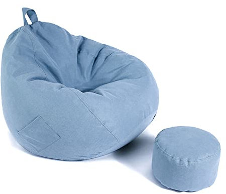 Amsg Sitzsackbezug Sessel Sofa Couch Abdeckung Ohne Füller, Lazy Lounger Sitzsack Stuhlbezug, Sitzsack Sofas Schoner, Sitzsack Stuhl Sofa Couch Abdeckung Für Erwachsene Und Kinder,Sky Blue,70x80cm