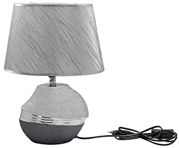 Gilde Keramik Lampe Bridgetown VE 2 (BxHxL) 27,5 cm x 37 cm x 19 cm grau,Silber, Schirm grau, E27 Sie kaufen Hier Immer EIN Set von 2 gleichen Artikeln.