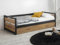 Vente-unique-Ausziehbett - 2 x 90 x 190 cm - MDF, Kiefernholz & Metall - Nussbaumfarben & Anthrazit - Boston