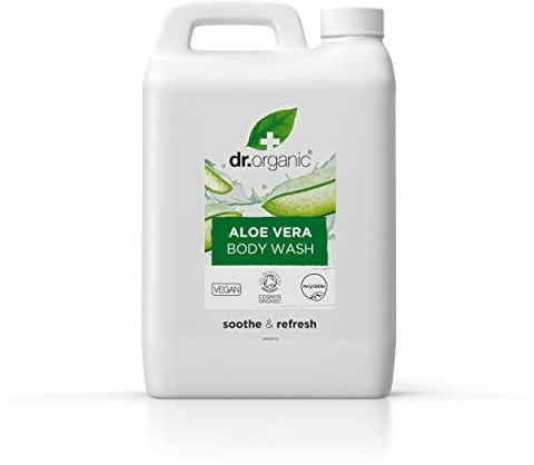 Dr Organic Aloe Vera Body Wash, 5L Refill with Free Pump, Soothing, Natural, NEW, Vegan, Cruelty-Free Paraben & SLS-Free, Recyclable & Recycled Packaging, Certified Organic
