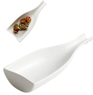 Piatto a Forma Di Bottiglia Di Vino in Ceramica, Vassoio Da Portata Per Antipasti, Dessert, Sushi, Insalata, Decorazione Tavola, 10 Pollici, Bianco