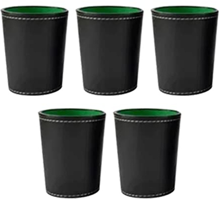 Qinlorgo Würfelbecher, Würfelbecher-Set, Verschleißfest, Sicher, Leicht, Schwarzes PU-Leder für Bar