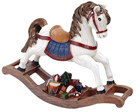ABOOFAN Weihnachtsdekorationen Nussknacker Schaukelpferd Dalapferd Figur Festliche Weihnachtsdekoration Weihnachtliche Tischdekoration Pferdefigur Trojanisches Weiß Harz Tier Büro