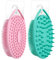 Thboxes 2 Packs Silicone Body Scrubber, Dual-Sided Shower Scrubber Hooks Exfoliating Body Scrub Brush Silicone Loofah Women Men Deep Cleansing and Massage Tool, Pink + Green, 13.5x8x3.5cm, 1.0 count