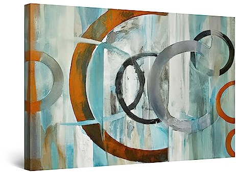Startonight Impression Sur Toile Cercle Sarcelle Peinture - Tableau Abstrait - Decoration Murale Salon Moderne - Image sur Toile - 60 x 90 cm Idée Cadeau Élégante et Originale Effet Lumineux Nocturne
