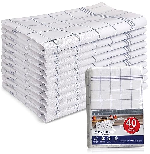 BARBONS Geschirrtücher 40er Set - Baumwolle 50x70 cm - Oeko-TEX Zertifiziert - Küchentextiliensets Trockentücher Küchenhandtücher Küchentücher Geschirrhandtücher Waschbar bis 90 C Blau