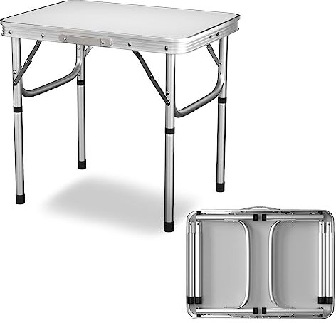 Heavy Duty Klapptisch Mehrzweck-Kunststoff-Utility-Klapptisch höhenverstellbar Esszimmer zusammenklappbar Tisch Indoor Outdoor-Tisch für Camping, Picknick und Party, 80KG Max Load, weiß